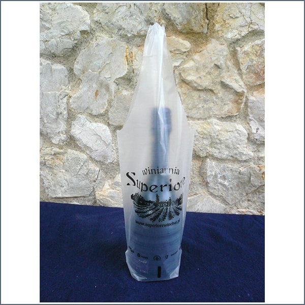 Bolsa de plástico para botellas. Marmibax 1 botella logo superior