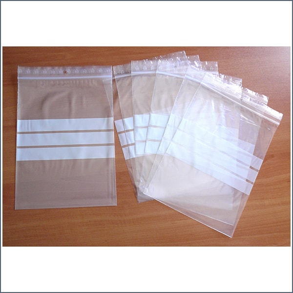 bolsas de plástico para comprar con autocierre y franjas blancas en el medio